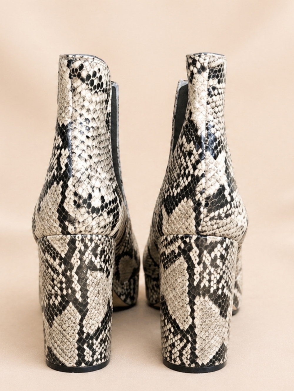 Sam Edelman Abella Platform Chelsea Boots Snake Print Leather Size 8 Chunky Heel - Picture 3 of 11